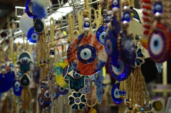 Nazar Mercado Azul Vermelho Fatima Olho Close Amuleto Protetor Contra — Fotografia de Stock