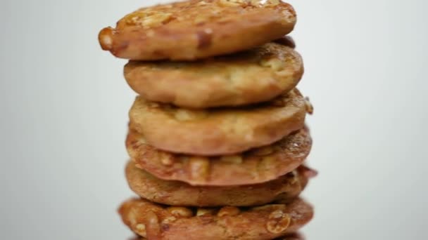 饼干与花生 花生过敏 美味新鲜烘焙食品 — 图库视频影像