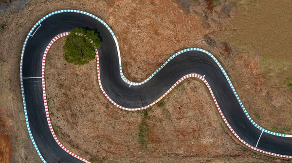 Aerial Top View Autosport Race Asfalt Circuit Motor Racebaan Race — Stockfoto