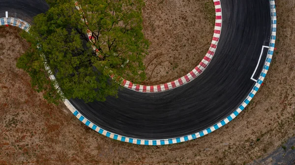 Luftaufnahme Motorsport Rennstrecke Asphalt Rennstrecke Rennstrecke Rennstrecke Rennstrecke Kurve Kurvenfahrt — Stockfoto