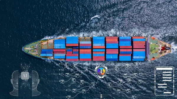 Artificiell Intelligens Teknik För Futurist Automatisk Globala Affärer Fraktcontainer Frakt — Stockfoto