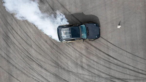 Aerial Top View Race Auto Drijven Speed Track Professionele Bestuurder — Stockfoto