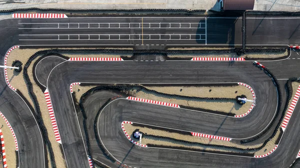 Kartbahn Von Oben Rennstrecke Für Autorennen Von Oben Autorennen Asphalt — Stockfoto