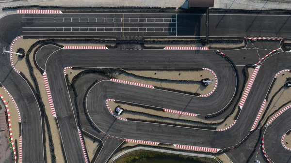 Hava Üst Görünümü Yarış Kartı Pisti Araba Yarışı Üst Görünümü — Stok fotoğraf