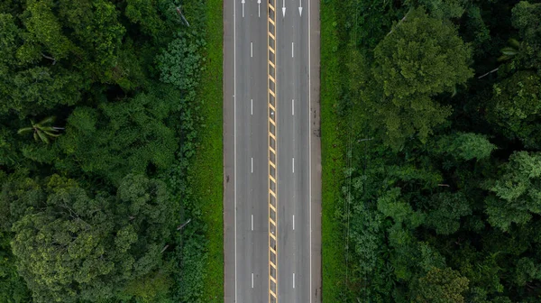 Aerial Top View Countryside Highway Asphalt Road Forest Aerial View — Stock Photo, Image