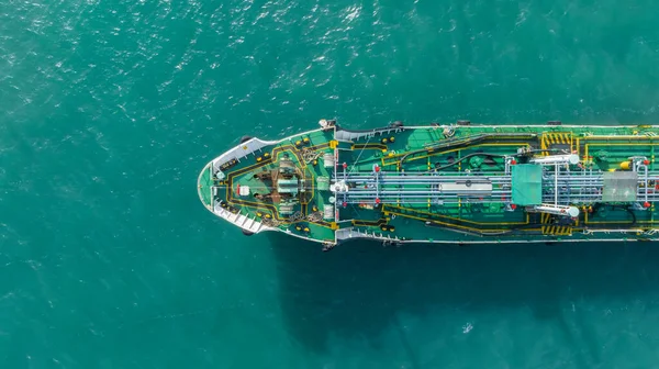 Luchtvaart Top View Schip Tanker Ruwe Olie Zee Voor Vervoer — Stockfoto