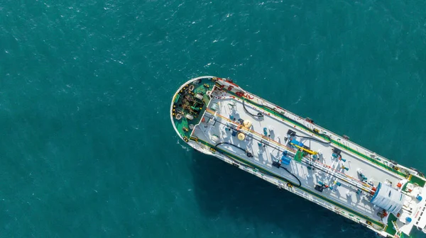 Aerial Top View Ship Tanker Crude Oil Sea Transportation Sea — Stock Photo, Image