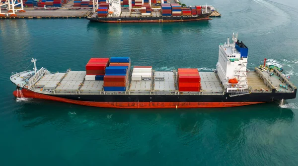 Nave Portacontainer Trasporto Merci Marittimo Commercio Globale Logistica Nautica Importazione — Foto Stock