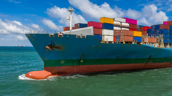 Container ship cargo freight shipping maritime, Global business nautical logistic import export commercial logistic and transportation worldwide international by container ship, Cargo freight ship.