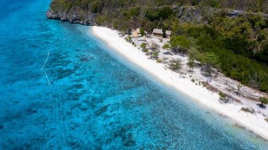 Aerial view of Sumilon Island, Oslob, Cebu, Philippines, White sand beach and seashore at Sumilon island beach, Sand beach clear sea water of the Sumilon Island, Oslob, Cebu, Philippines. clipart