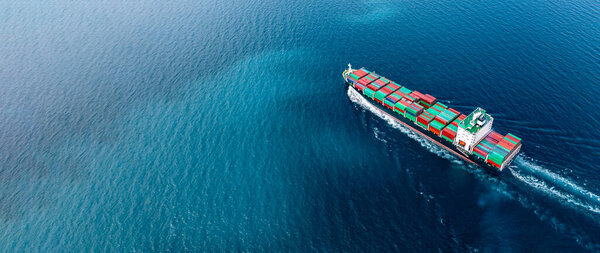 Container cargo ship sea freight shipping, Global business industry import export logistic transportation international container cargo ship, Container cargo ship commercial industry freight shipping.