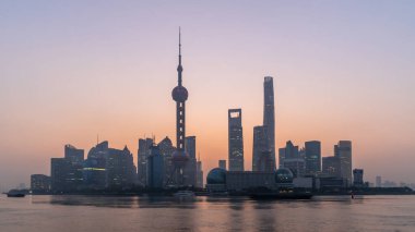 Lujiazui, Şangay 'daki gökdelen ve gökdelen manzarası Şangay' daki gökdelen binaları, Şangay 'daki gökdelen gökdeleni mimarisi, Çin.