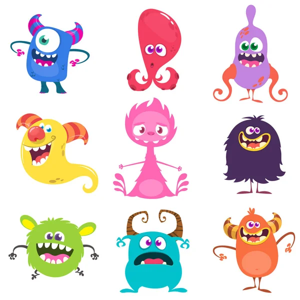 Lustige Cartoon Monster Spielen Vektorillustration — Stockvektor