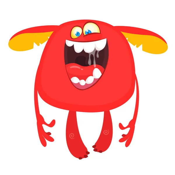 Grappig Tekenfilmmonster Vector Illustratie Van Schattig Monster Karakter — Stockvector