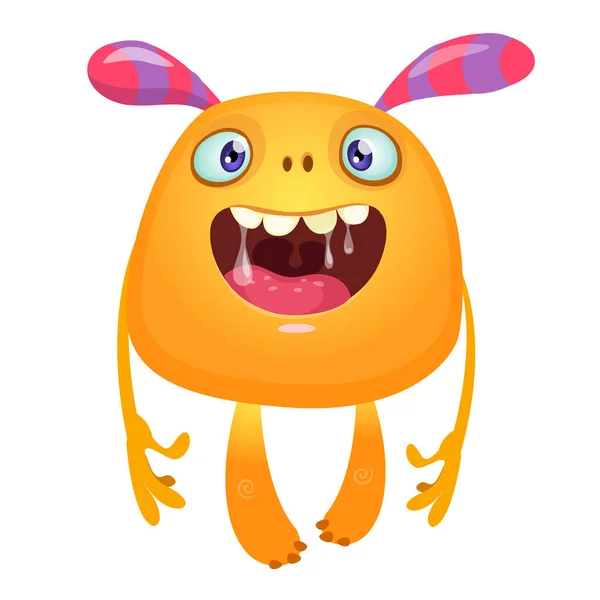 Słodki Kreskówkowy Potwór Uśmiechający Się Wektor Ilustracja Zabawny Potwór — Wektor stockowy