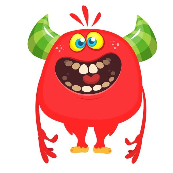 Lustiges Zeichentrickmonster Vektor Illustration Von Niedlichen Monster Charakter — Stockvektor