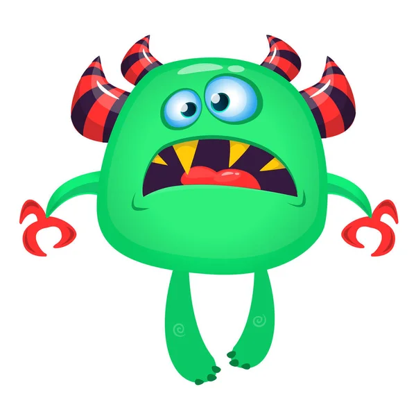 Wütendes Cartoon Monster Vektor Illustration Der Lustigen Gehörnten Monster Figur — Stockvektor