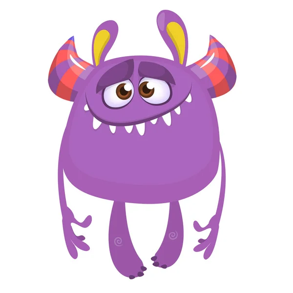Nettes Cartoon Monster Lächelt Vektorillustration Des Lustigen Monsters — Stockvektor