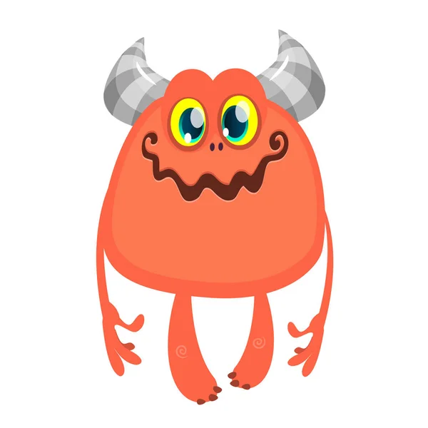 Cute Cartoon Monster Smiling Vector Illustration Funny Monster — Stock Vector