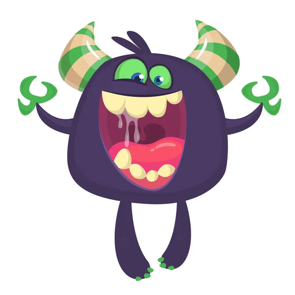 Wütendes Cartoon Monster Vektor Illustration Von Niedlichen Monster Halloween Design — Stockvektor