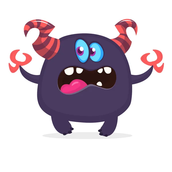 Gruseliges Cartoon Monster Vektor Illustration Von Niedlichen Monster Halloween Design — Stockvektor