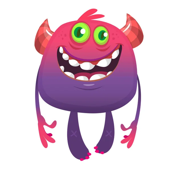 Zabawny Kreskówkowy Potwór Wektor Ilustracja Cute Potwór Stworzenie — Wektor stockowy