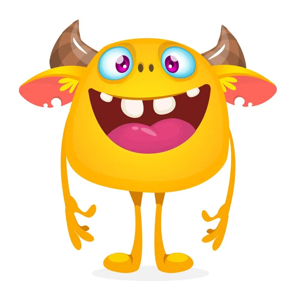 Lindo Monstruo Dibujos Animados Sonriendo Ilustración Vectorial Monstruo Divertido — Vector de stock