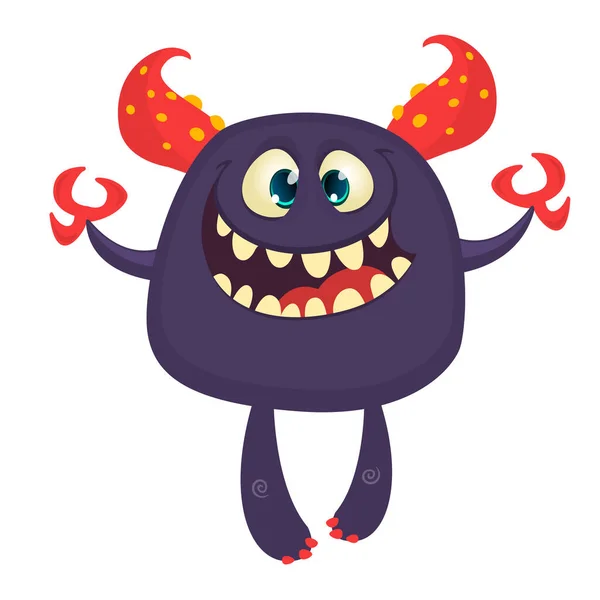 Drôle Monstre Dessin Animé Illustration Vectorielle Personnage Monstre Mignon — Image vectorielle