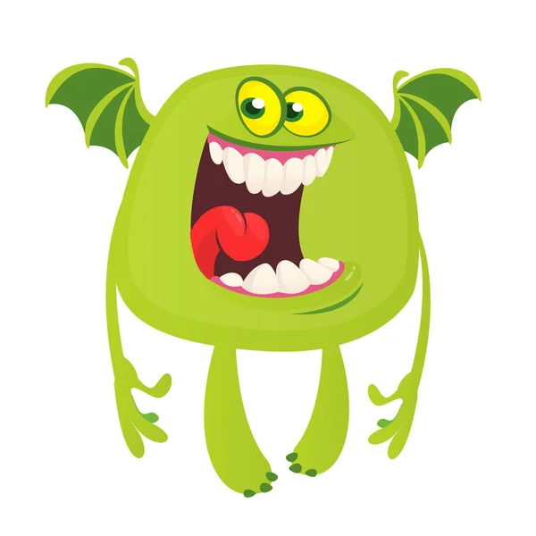 Cute Cartoon Monster Smiling Vector Illustration Funny Monster — Stock Vector