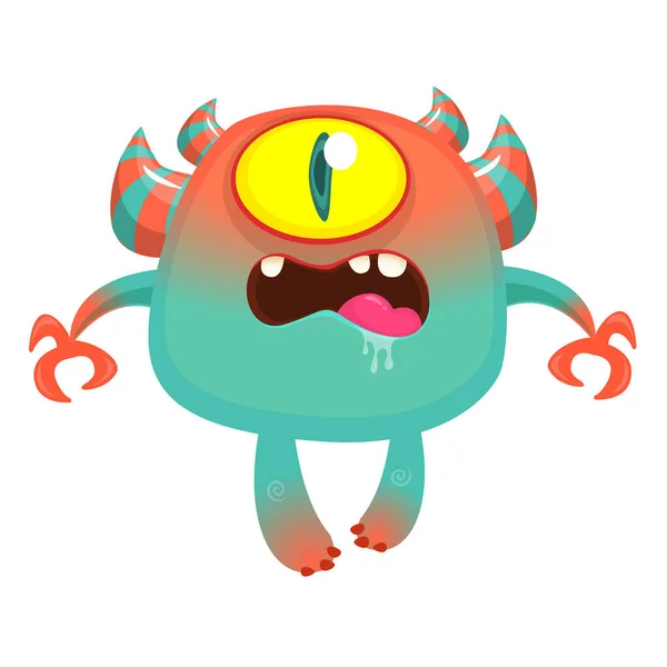 Funny cartoon monster with one eye. Vector illustration of cute monster cyclops — Illustration Funny Cartoon Monster One Eye Vector Illustration Cute Monster Cyclops — Stock Vector