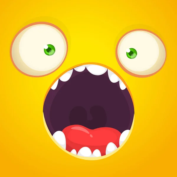 Hungriges Cartoon Monster Gesicht Mit Offenem Mund Vektor Halloween Monster — Stockvektor