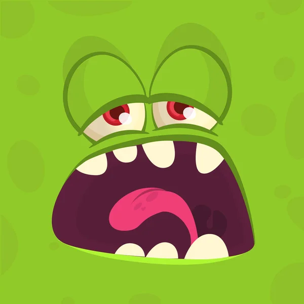 Drôle Visage Monstre Dessin Animé Vecteur Halloween Monstre Avatar Carré — Image vectorielle