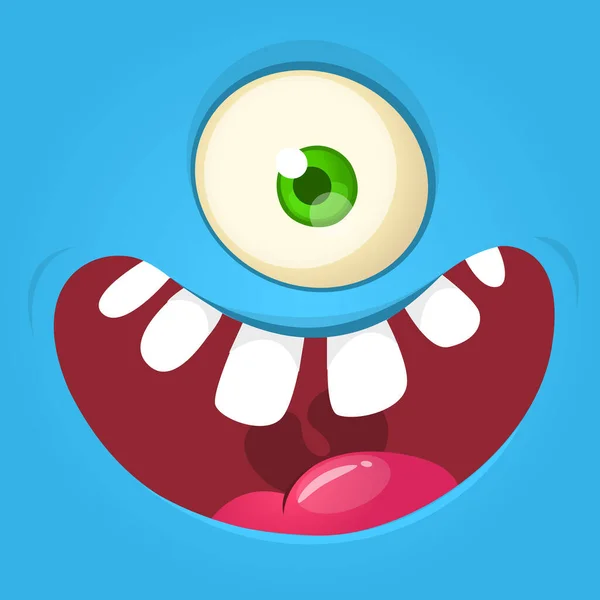 Lustige Cartoon Monster Zyklopen Gesicht Vektor Halloween Monster Quadrat Avatar — Stockvektor