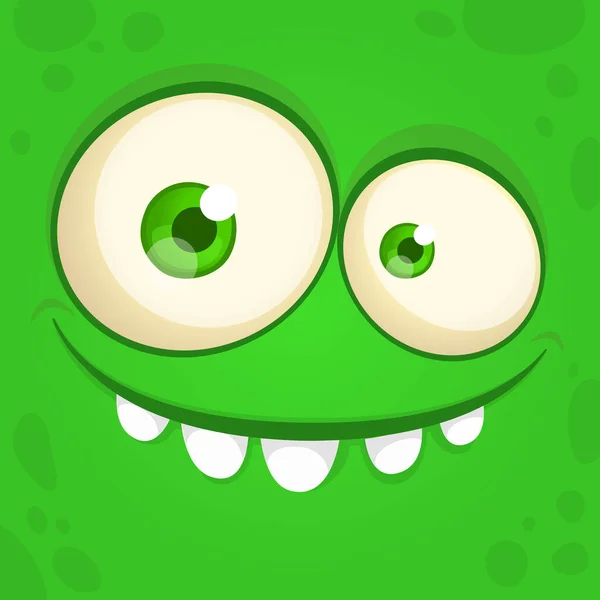 Funny Cartoon Monster Face Vector Halloween Monster Square Avatar — Stock Vector