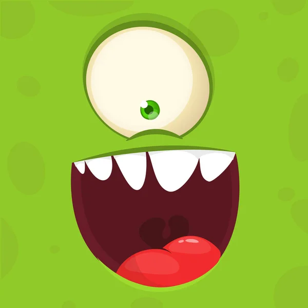 Funny Cartoon Monster Face Vektor Halloween Monstrum Náměstí Avatar — Stockový vektor