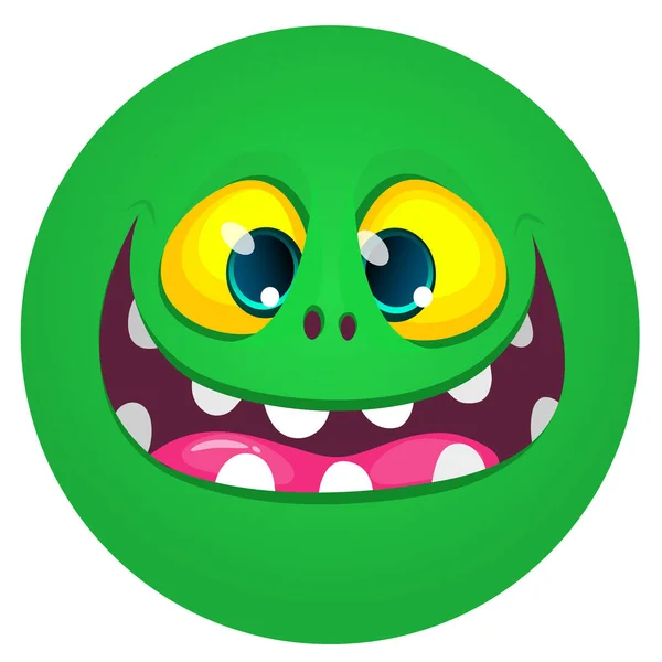 Cara Monstro Engraçado Desenho Animado Vector Halloween Monstro Redondo Avatar —  Vetores de Stock
