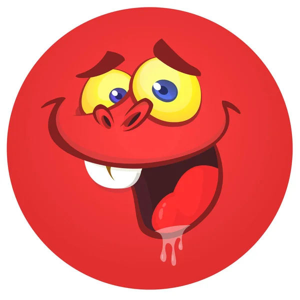 Funny Cartoon Monster Face Vector Halloween Monster Avatar — Stock Vector