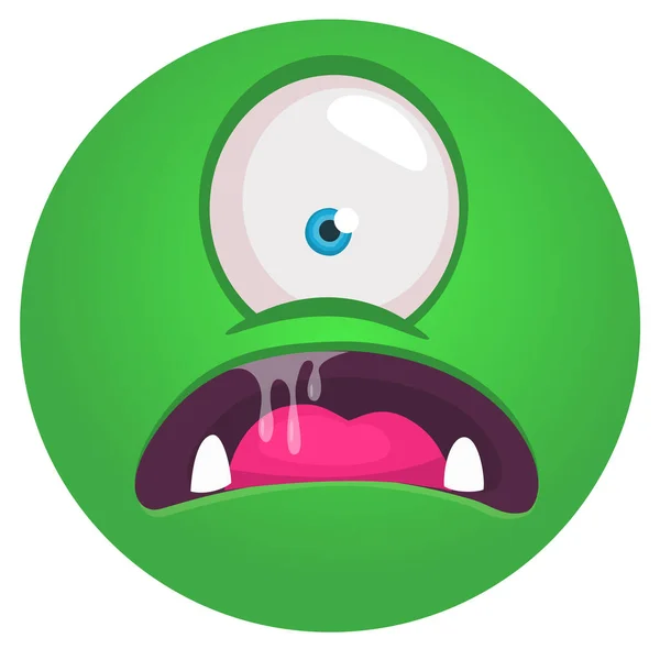 Cara Monstro Engraçado Desenho Animado Com Olho Vector Halloween Monstro —  Vetores de Stock