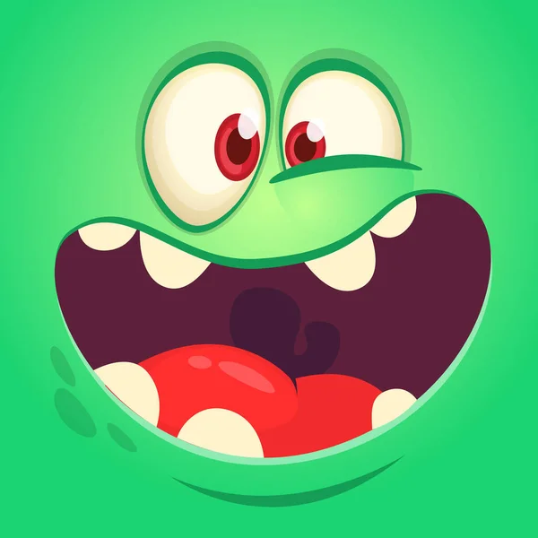 Lustiges Cartoon Monster Gesicht Vektor Halloween Monster Quadrat Avatar — Stockvektor