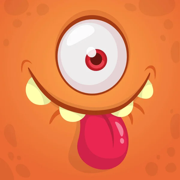 Lustiges Cartoon Monster Gesicht Mit Einem Auge Das Die Zunge — Stockvektor