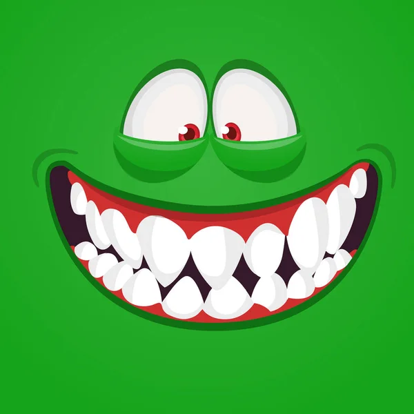 Funny Cartoon Monster Zombie Face Vector Halloween Monster Square Avatar — Stock Vector