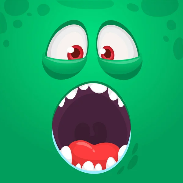 Hungriges Cartoon Monster Gesicht Mit Offenem Mund Vektor Halloween Monster — Stockvektor