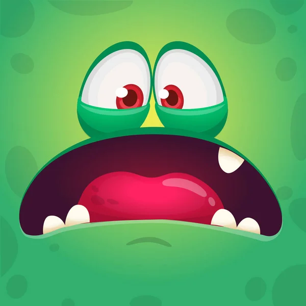 Überrascht Wütende Cartoon Monster Gesicht Vektor Halloween Monster Quadrat Avatar — Stockvektor