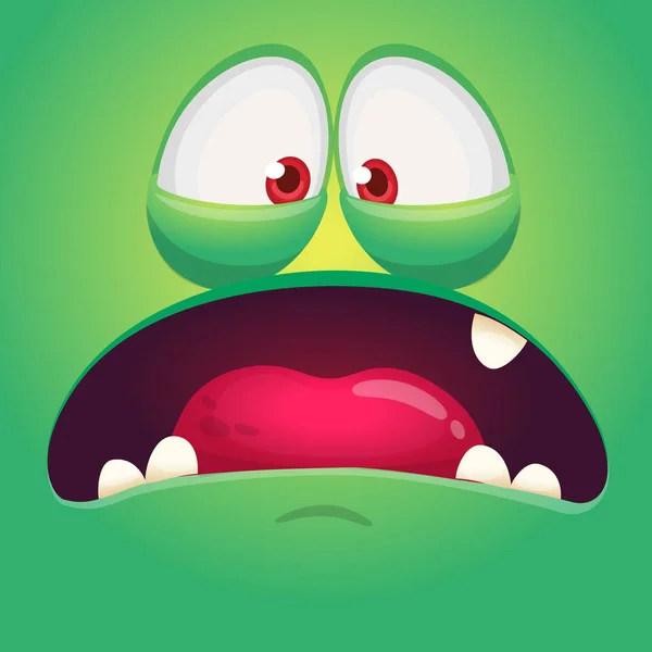 Überrascht Wütende Cartoon Monster Gesicht Vektor Halloween Monster Quadrat Avatar — Stockvektor
