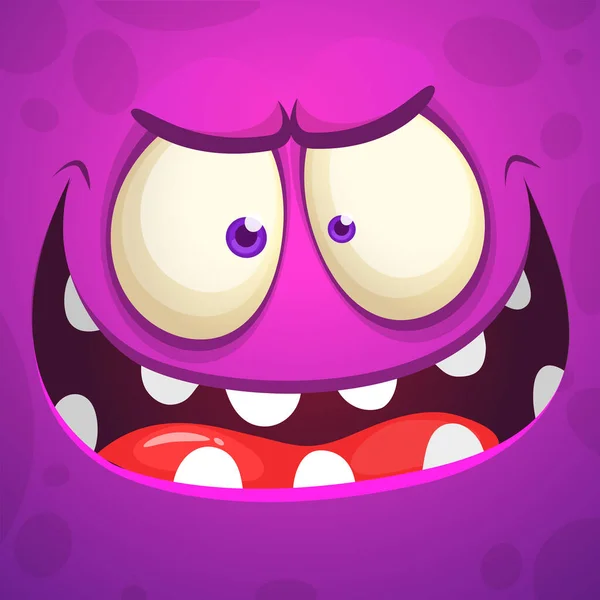 Wütend Cartoon Monster Gesicht Vektor Halloween Monster Quadrat Avatar — Stockvektor