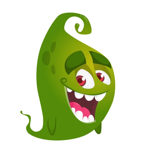 Glückliches Grünes Cartoon Monster Vektorgrafik Halloween — Stockvektor