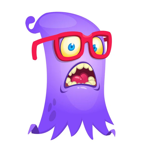 Angry Cartoon Monster Big Eyeglasses Vector Halloween Illustration — Stock Vector