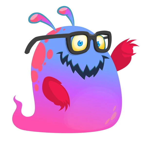 Happy Cartoon Monster Wearing Eyeglasses Vector Illustration — Stock Vector