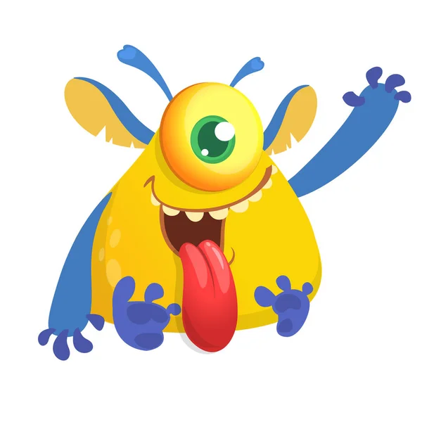 Happy Cartoon Monster One Eye Vector Illustration — Stock Vector