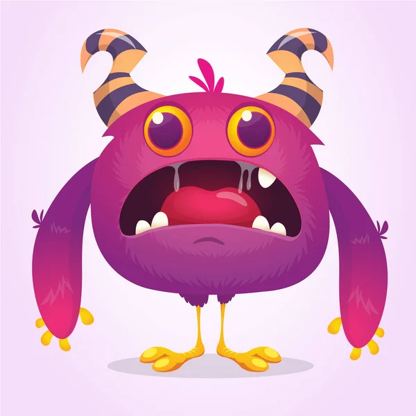 Bang Cartoon Roze Monster Vector Karakter Illustratie — Stockvector